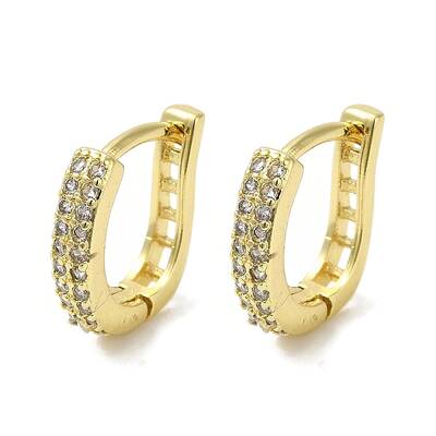Rack Plating Brass Micro Pave Clear Cubic Zirconia Huggie Hoop Earrings for Women