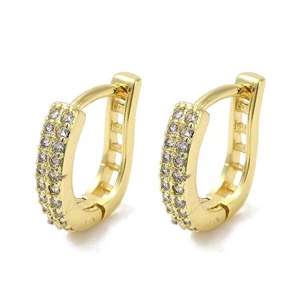 Rack Plating Brass Micro Pave Clear Cubic Zirconia Huggie Hoop Earrings for Women