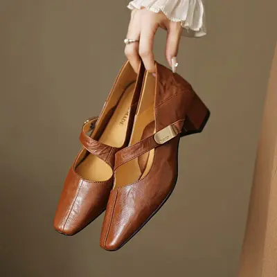 CHIKO Alonza Square Toe Block Heels Mary Jane Shoes