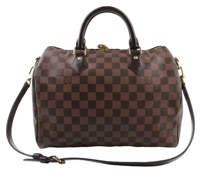 Pre-owned Louis Vuitton Coated Canvas Shoulder Bags Damier Ebene Speedy Bandouliere 30
