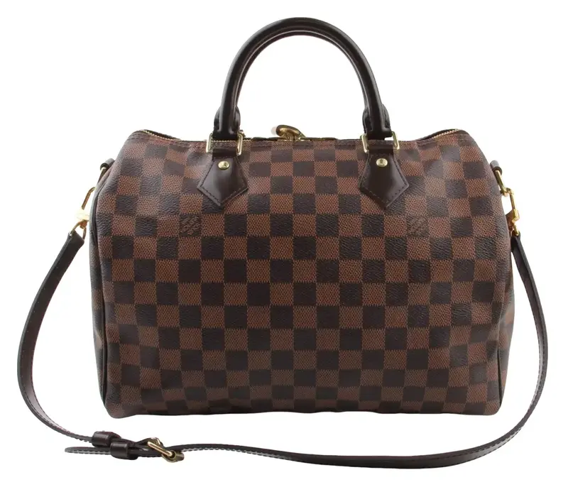Pre-owned Louis Vuitton Coated Canvas Shoulder Bags Damier Ebene Speedy Bandouliere 30