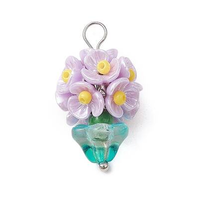 Glass Seed Beaded Flowerpot Pendants