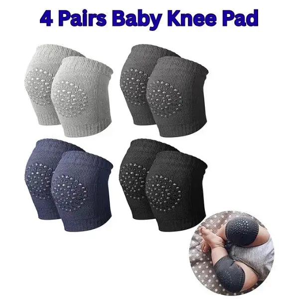 4 Pairs Baby Crawling Knee Pads – Anti-Slip Toddler Knee Sleeves for Protection & Warmth, Soft Elastic Leg Warmers for Infa...