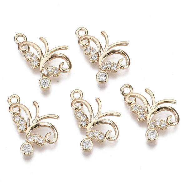 Brass Micro Pave Cubic Zirconia Pendants