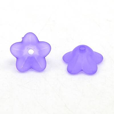 Chunky Indigo Transparent Frosted Flower Acrylic Beads