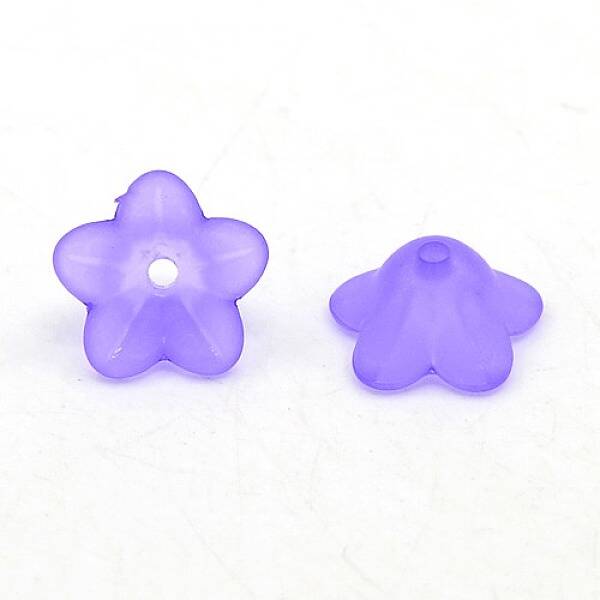 Chunky Indigo Transparent Frosted Flower Acrylic Beads