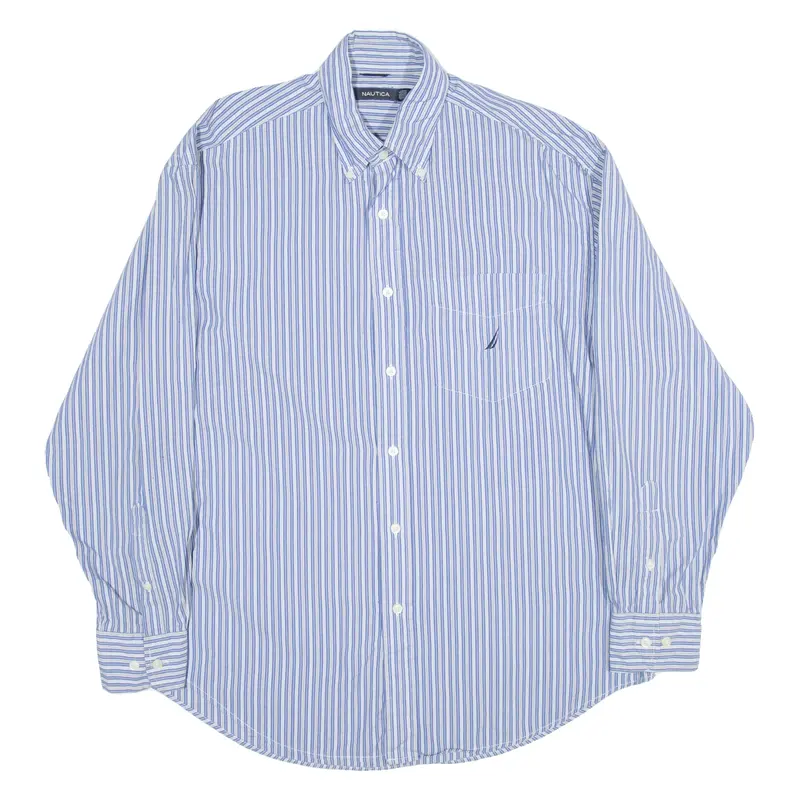 NAUTICA Mens Shirt Blue Striped Long Sleeve L