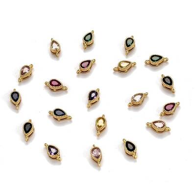 Real 18K Gold Plated Brass Micro Pave Cubic Zirconia Links Connectors