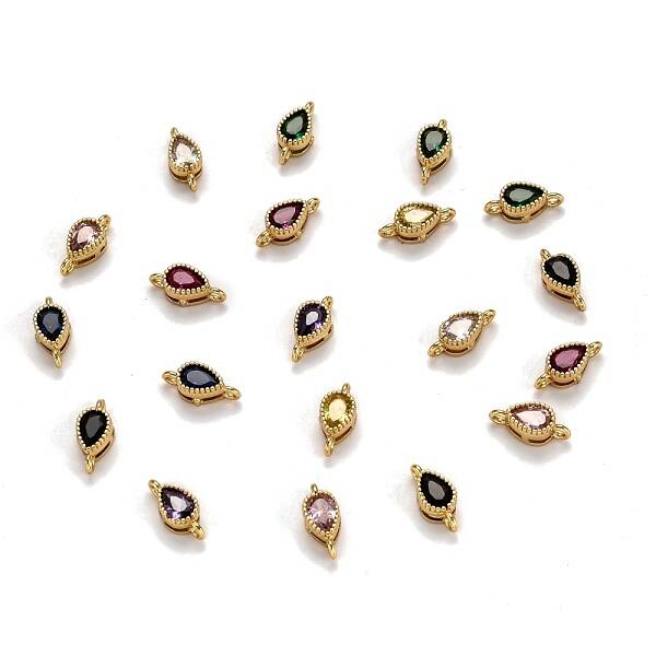 Real 18K Gold Plated Brass Micro Pave Cubic Zirconia Links Connectors
