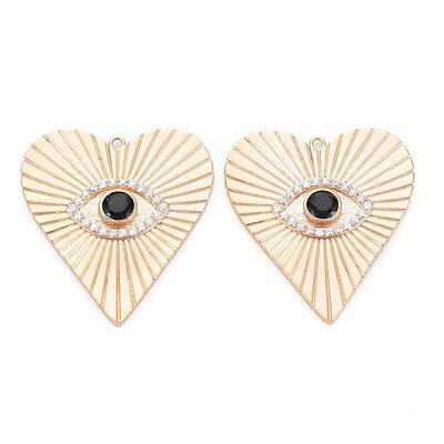 Brass Micro Pave Clear & Black Cubic Zirconia Pendants