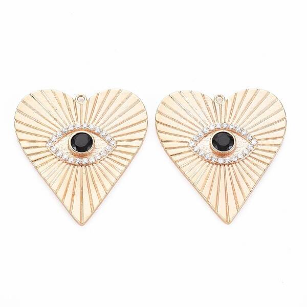 Brass Micro Pave Clear & Black Cubic Zirconia Pendants