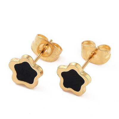 304 Stainless Steel Enamel with Glitter Stud Earrings