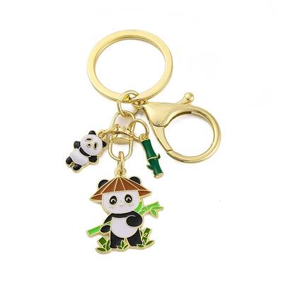 Rack Plating Panda Zinc Alloy Enamel Pendant Keychain