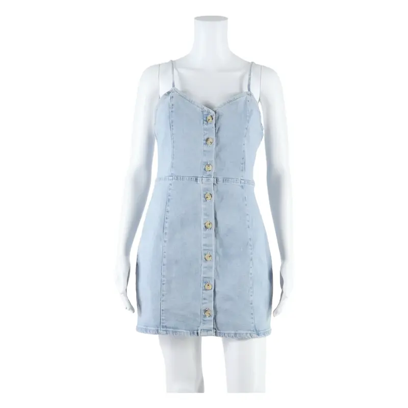 ZARA Womens Mini Dress Blue Denim Sleeveless Short M