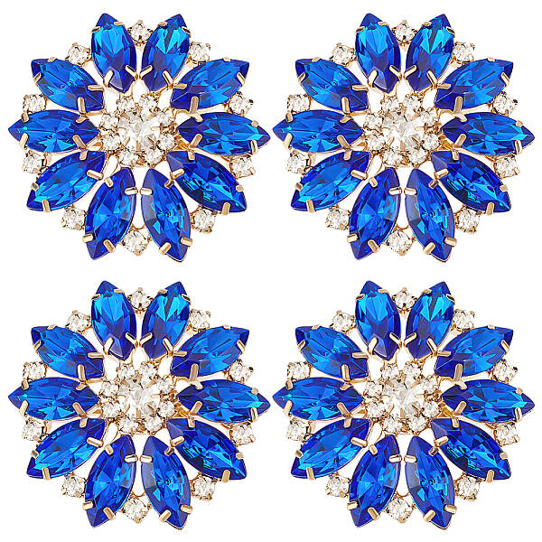 4Pcs Alloy Rhinestone Shank Buttons