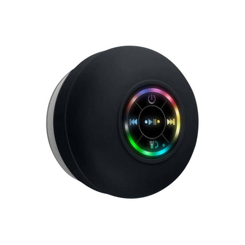 Mini Bluetooth Shower Speaker with LED light, Portable IPX4 Waterproof, Hands-Free Speakerphone. Rechargeable Using Micr