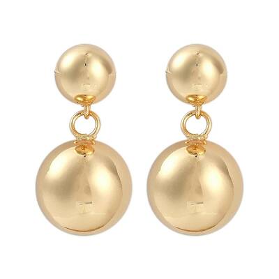 Smooth Spherical Geometric Brass Dangle Earrings for Women
