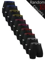 Random Men's Solid Color Letter Tape Side Pocket Boxer Brief, Breathable Comfortable Underwear for Daily Wear, Casual Men's U...