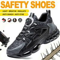 Men's Casual Knob Design Safety Shoes, Comfortable Breathable Anti-smash Safety Shoes, Steel Toe Shoes, Work Safety Shoes