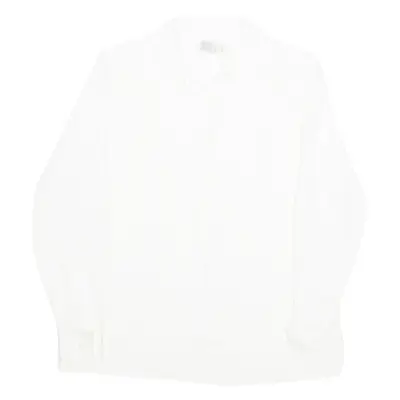 C.L.E.O Womens Blouse Cream Collared Long Sleeve M