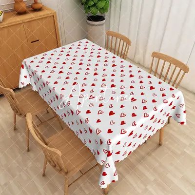 Aperturee Romantic Random Red Heart Rectangle Tablecloth, 52 x 70 inch, 30.82 USD, rectangle tablecloths, ZJY04910-A