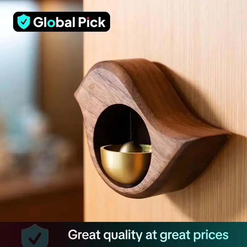 Wooden Entrance Doorbell, Decorative Cute Cartoon Bird Design Chimes Decoration Reminder Bell, Modern Room Wall Decor for Hom...