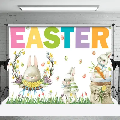 Cute Bunny Spring Grass Photography Easter Backdrop - Aperturee