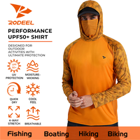 RODEEL UPF 50+ Sun UV Protection Hoodie Shirts, Men Raglan Long Sleeve Lightweight Quick Dry Breathable Cooling Rash Guard wi...