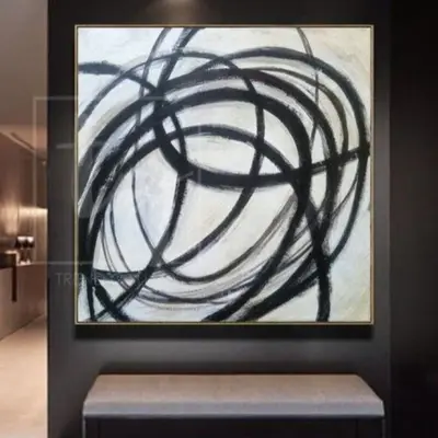 Black And White Oil Painting Canvas Abstract Painting Canvas Abstract Art Original Artwork | WHIRL OF SHADOWS