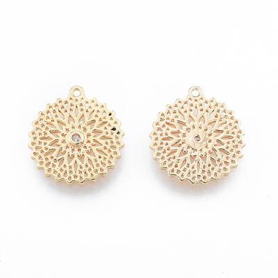 Brass Micro Pave Clear Cubic Zirconia Pendants