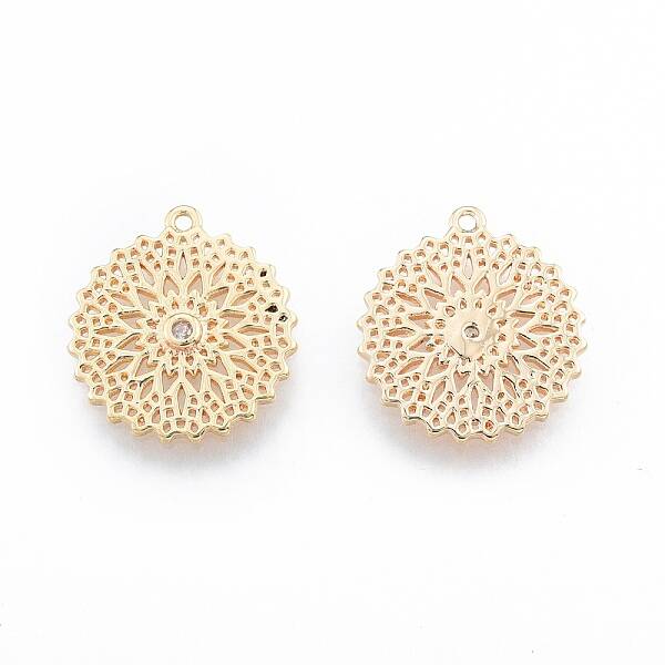 Brass Micro Pave Clear Cubic Zirconia Pendants