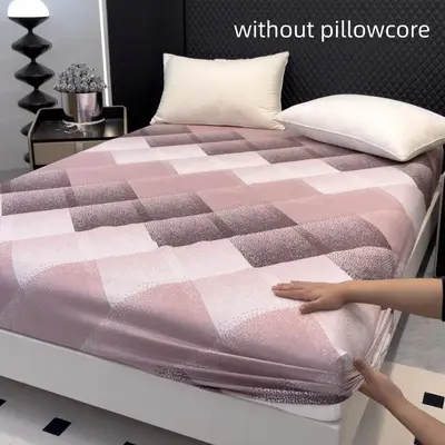 Geometric Plaid Pattern Fitted Sheet, 1 Count Soft Comfortable Bedding Sheet, Comfy Bed Accessories, Summer for Gift, Bedding...