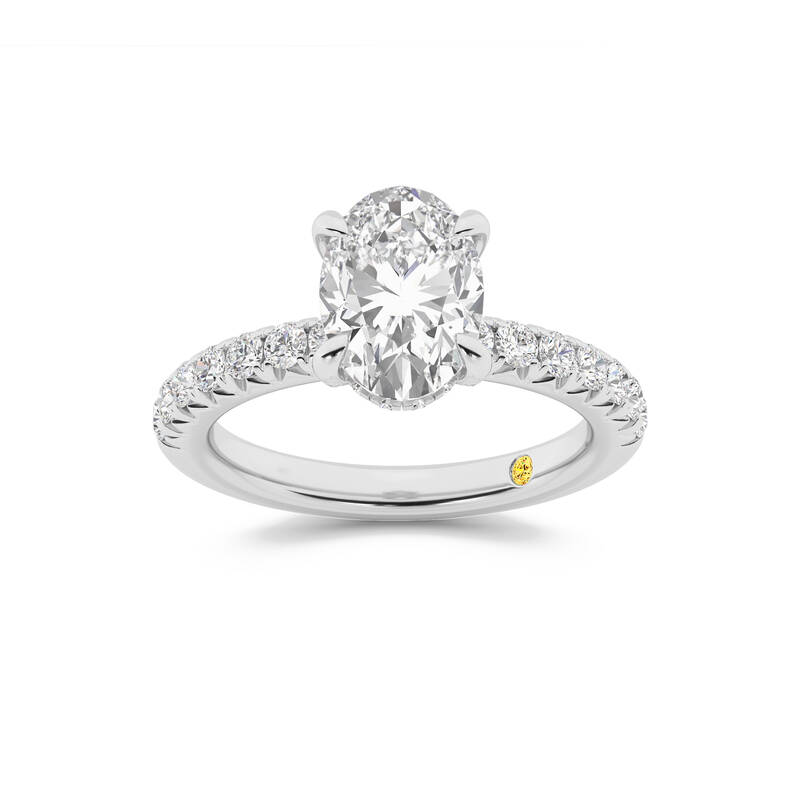 Embers Half Coverage Hidden Halo Oval Lab Grown Diamond Engagement Ring | 18K White Gold 3 1/4 CT. TW.