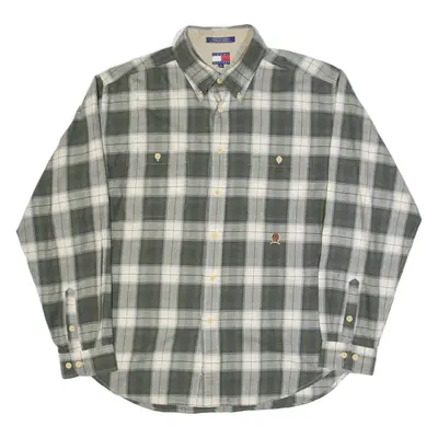 TOMMY HILFIGER Mens Shirt Green Check Long Sleeve XL