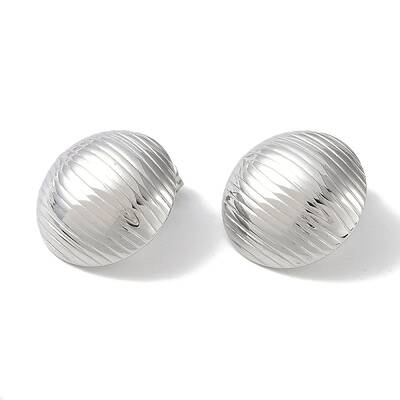 Non-Tarnish Texture Half Round 304 Stainless Steel Stud Earrings for Women