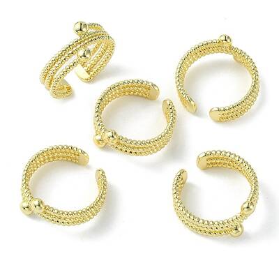 Rack Plating Brass Triple Line Open Cuff Ring for Women