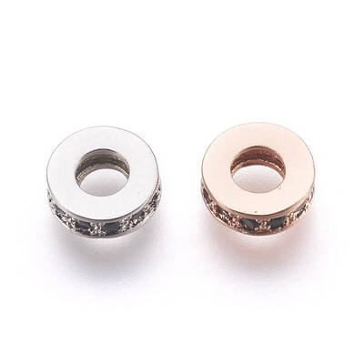 Brass Micro Pave Cubic Zirconia Beads