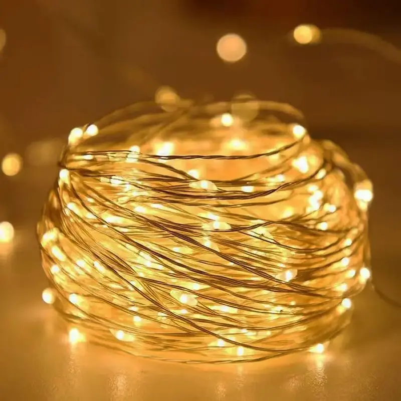 LED String Light Ornament, 1 Count Outdoor Copper Wire Fairy Light Decoration, LED String Lights, Decorative LED Light For H...