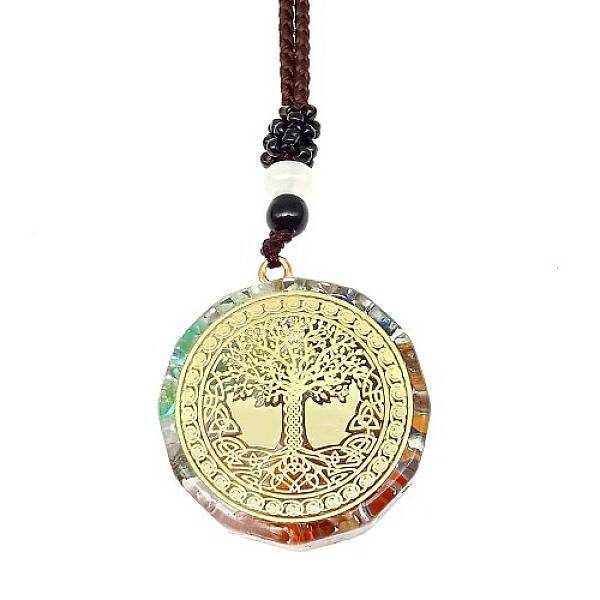 Resin & Natural & Synthetic Mixed Gemstone Pendant Necklaces