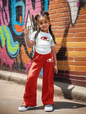 Girl's Star Print Tee & Pants Set, Casual Round Neck Short Sleeve T-shirt & Trousers for Spring & Fall, Kids Clothes for Dail...