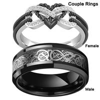 Heart Shape Design Romance Couple Rings - Men and Women Couples, Romantic Love Design, Engagement Ring, Valentine's Day Gift,...