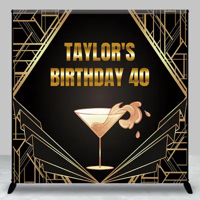 Art Deco Champagne Fizz Custom 40th Birthday Backdrop - Aperturee