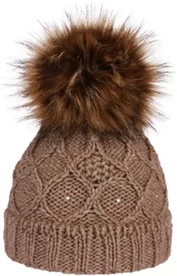 Capu Cappello Da Donna marrone con pom pom