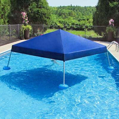 SUNJOY 10x10 Floating Pool Gazebo with PVC Floats and Carry Bag - Navy