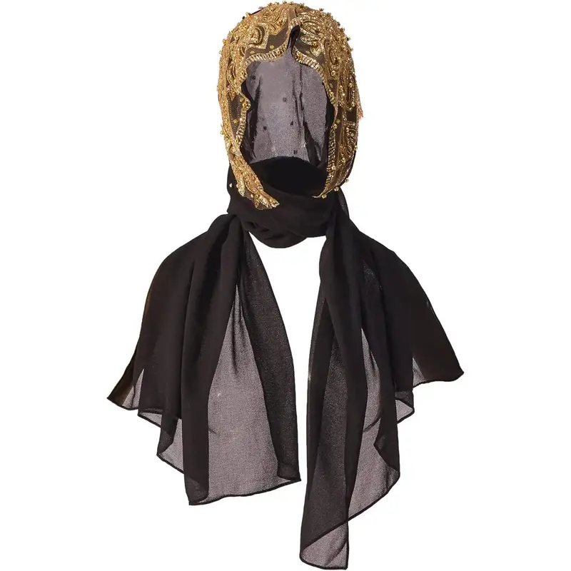 Muslim Islam Hijabs Arab Women Lace Beads Headscarf