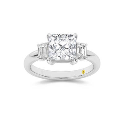 Moonbeam Three Stone Princess Cut Lab Grown Diamond Engagement Ring | 14K White Gold 1 1/2 CT. TW.