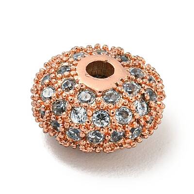 Brass Micro Pave Clear Cubic Zirconia Beads
