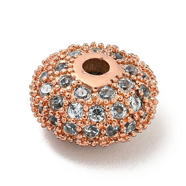 Brass Micro Pave Clear Cubic Zirconia Beads