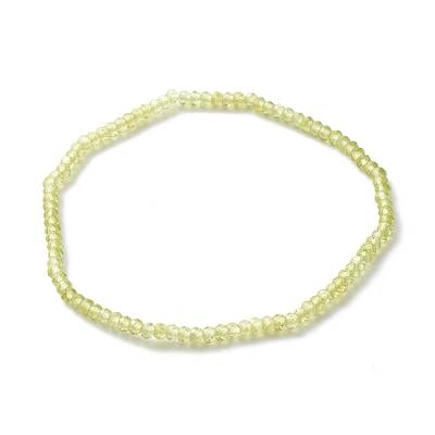 Faceted Rondelle Natural Peridot Beads Stretch Bracelets