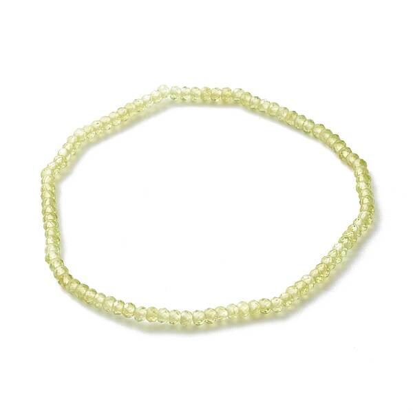 Faceted Rondelle Natural Peridot Beads Stretch Bracelets